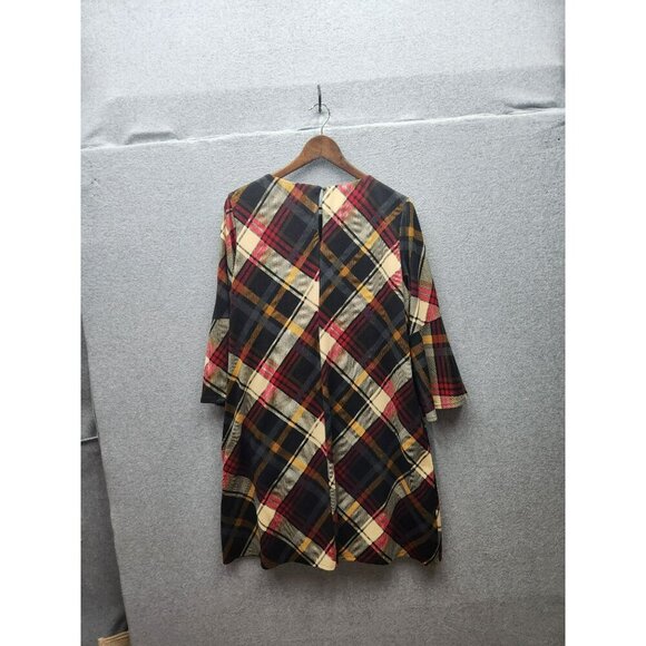 Jessica Howard Womens Plaid Flared Bell-Sleeve Tunic Dress 1X Multicolor Polyest - Picture 6 of 6
